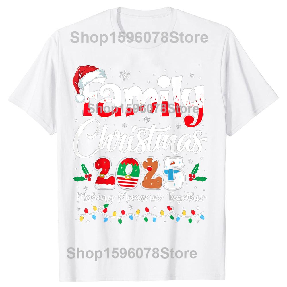 Family Christmas 2025 Matching Xmas Squad Santa T-shirts Men Women's Fashion Casual Tshirt 100% Cotton Loose Oversized