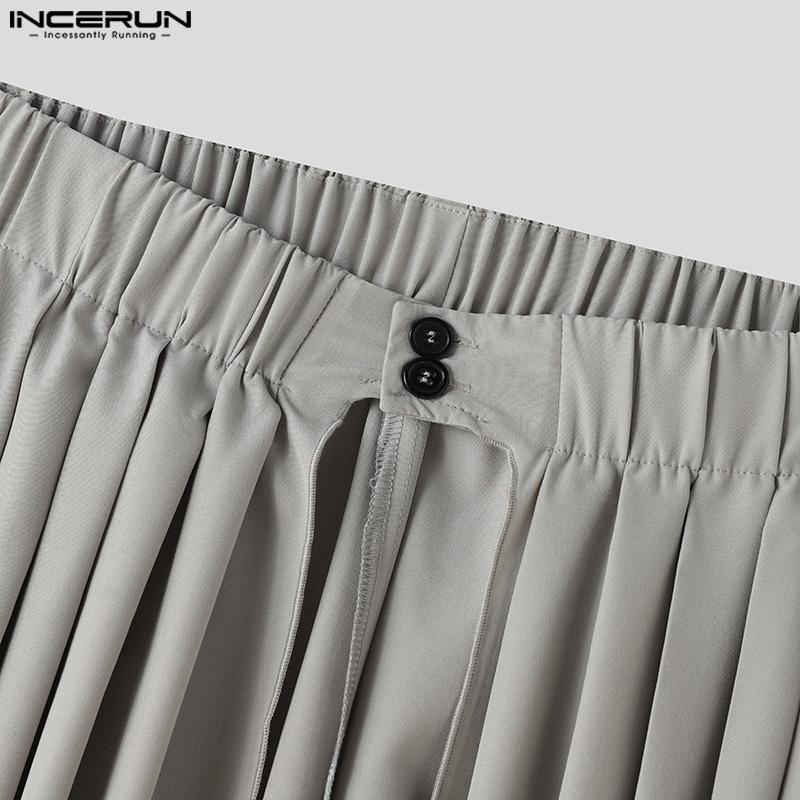 INCERUN Fuste pantaloni cu pliuri în față pentru bărbați, în straturi casual, fuste kilts
