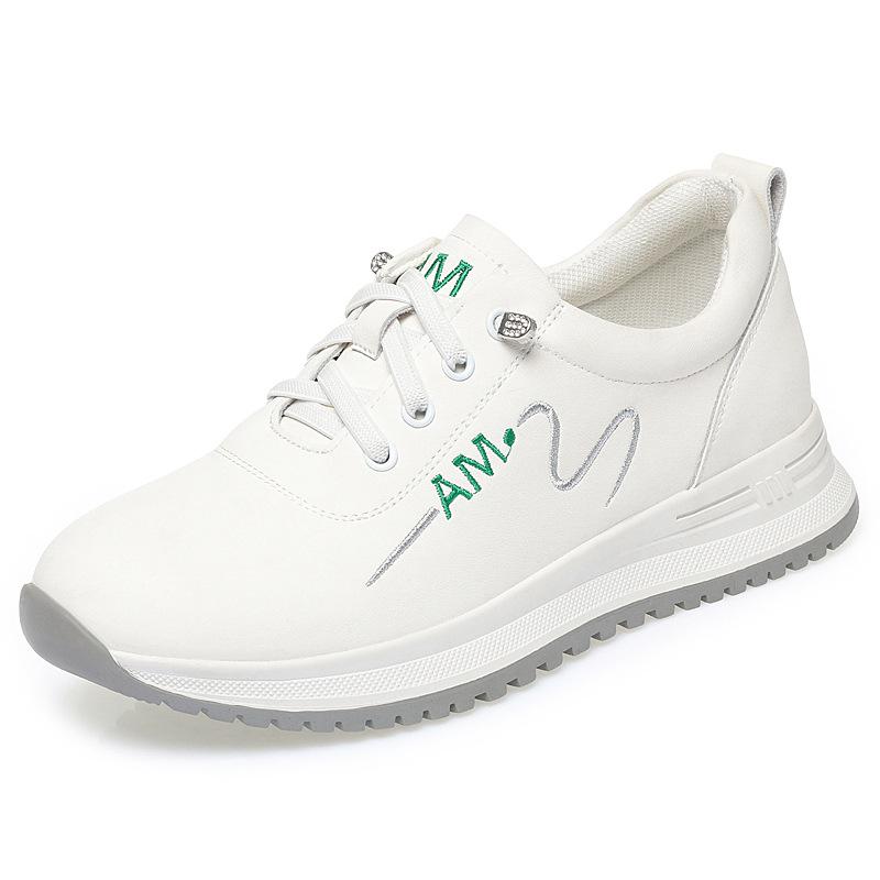 

Универсальная нескользящая спортивная обувь на весну и осень. Белые туфли на шнуровке для женщин. Повседневная обувь из кожи с мягкой подошвой. 36 белый
