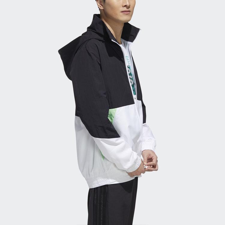adidas Giacca a vento con cappuccio Neo Colorblock Uomo Capispalla Nero Bianco GL7187