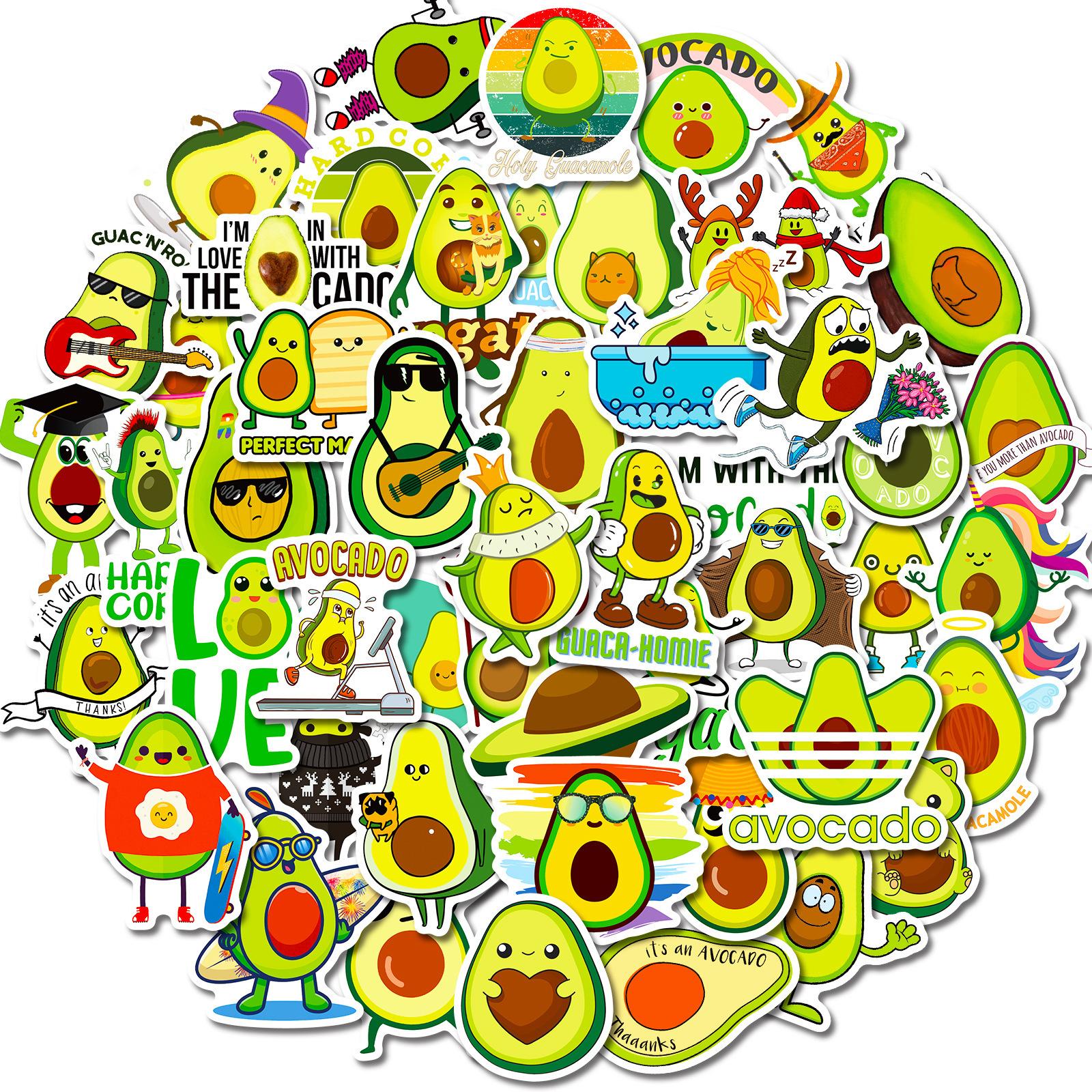 

50 Avocado Stickers, Cartoon Cute Fruit Avocado Avocado Creative Car Stickers