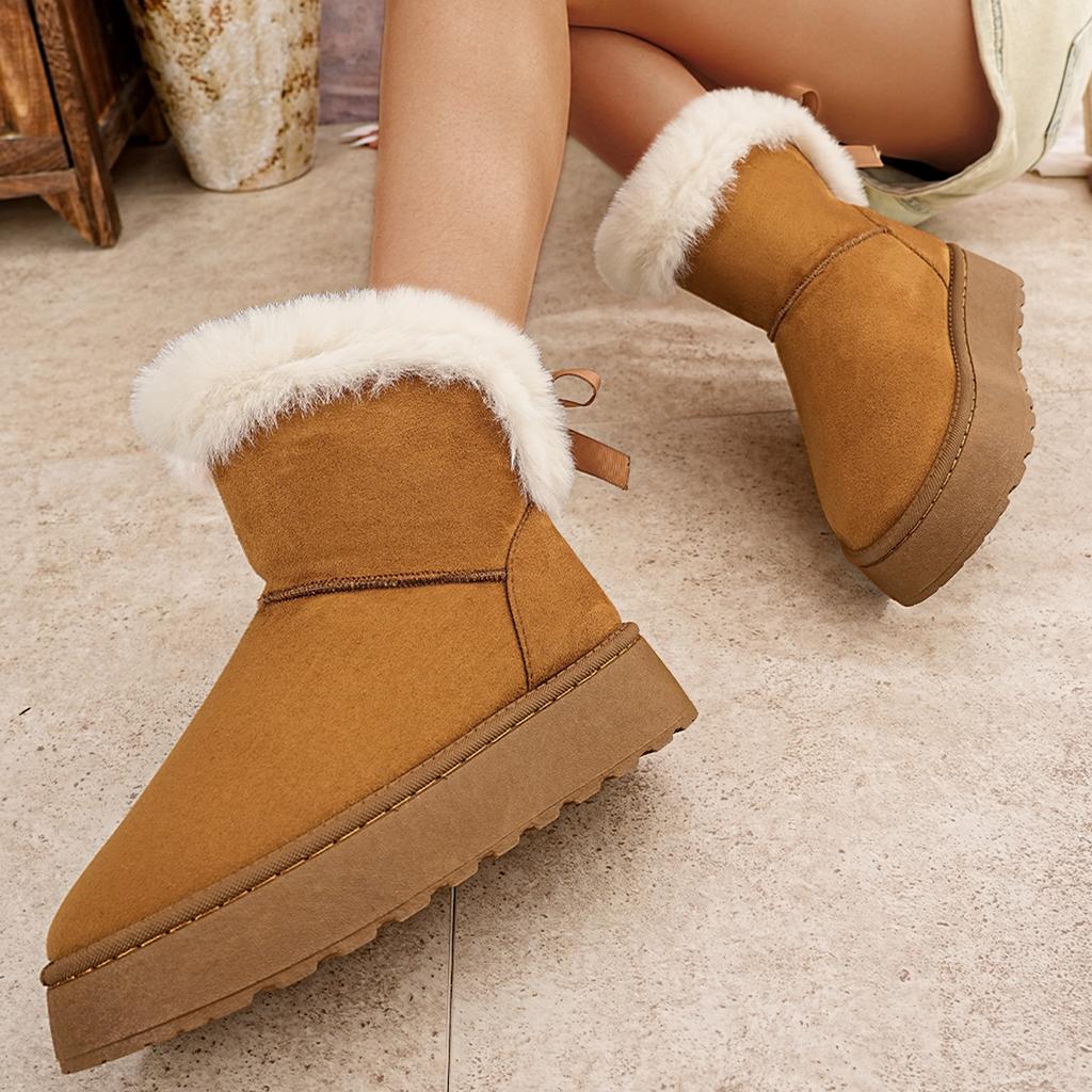 Fashion Women Boots Large Size Casual Fashionable Ankle Booties Comfortable Round Toe Slip-On Snow Boots Outdoor Luxury Women Shoes