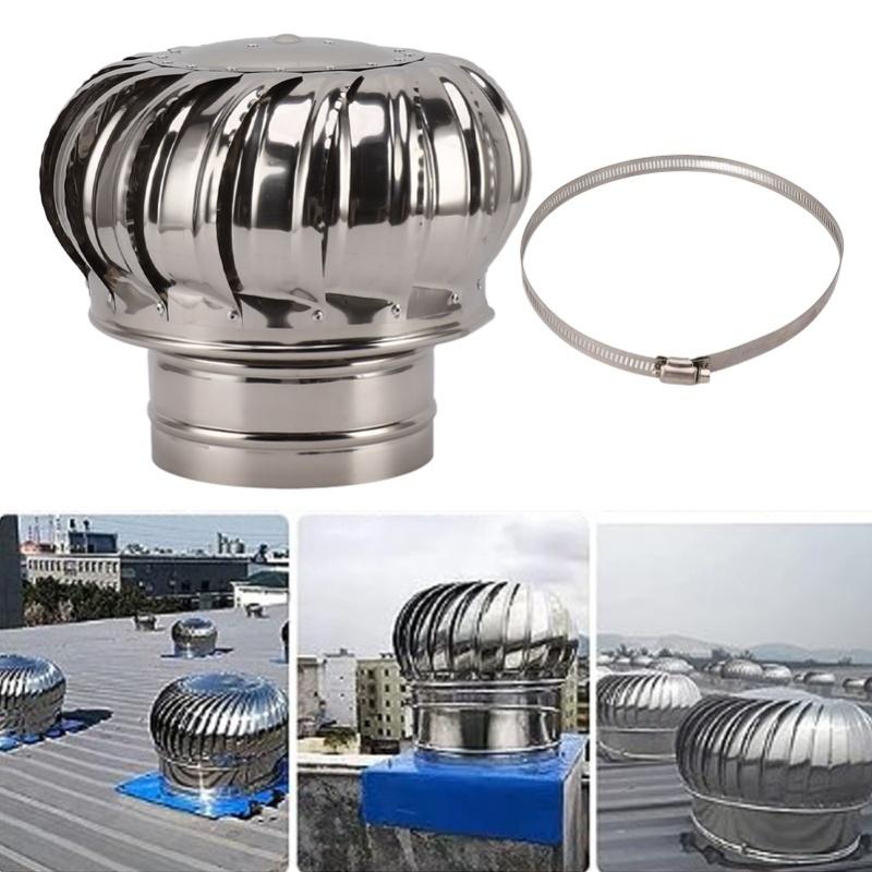 Chimney Rotating Ventilator Cap Stainless Steel Anti Downdraught Chimney Cap With Clamp Thickened 150 Type
