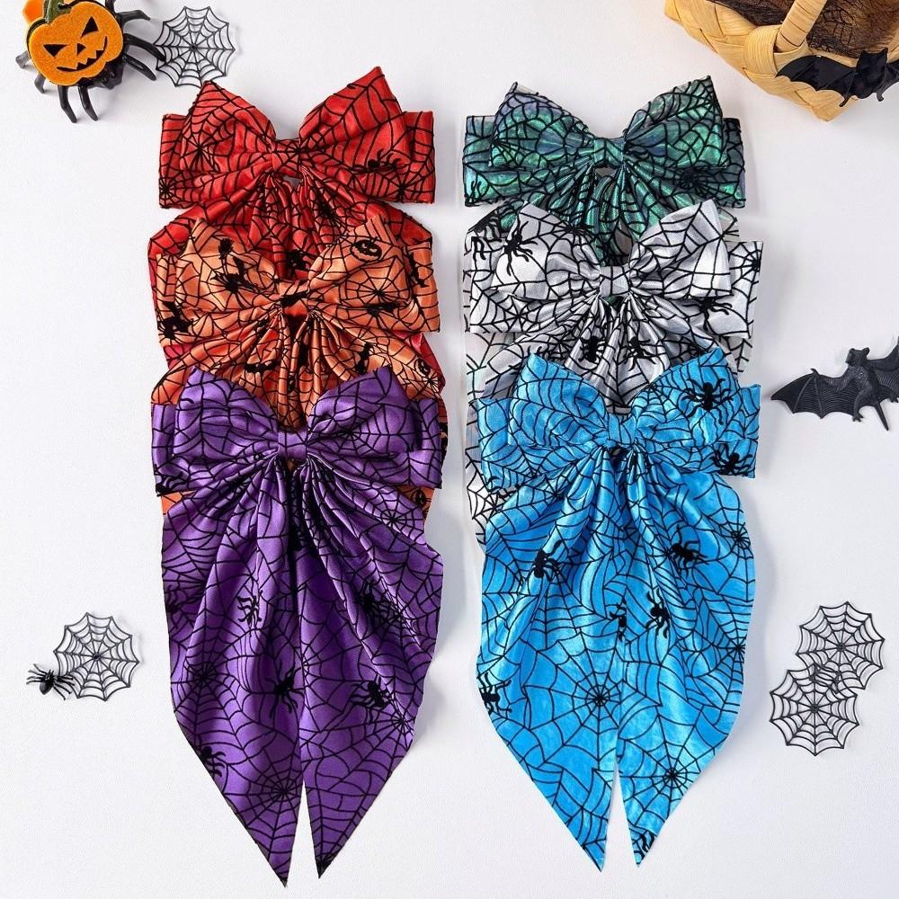 Spring Clip Spider Web Hair Bow Bat Halloween Scrunchie Fashion Pumpkin Hair Clip Cosplay