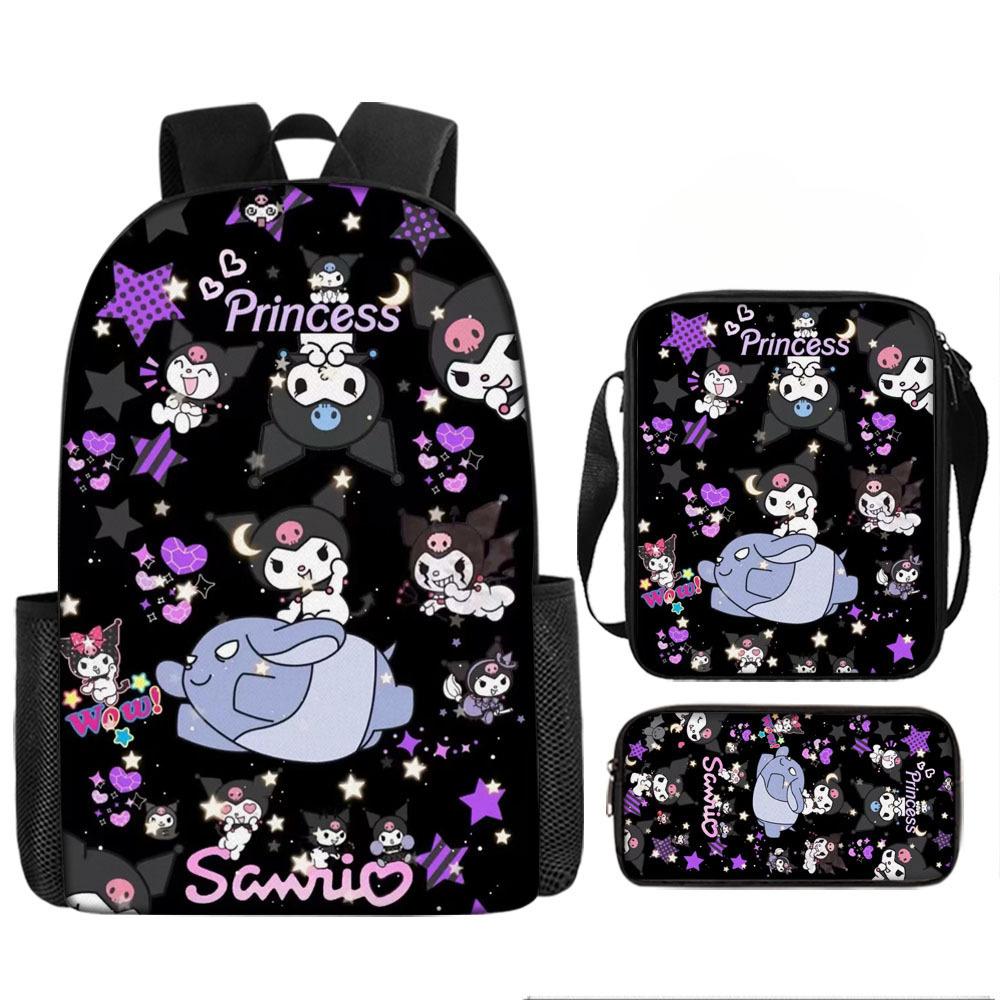 School Bag Student Backpack Cute Girl Lightweight Backpack Large Capacity Three-Piece Backpack