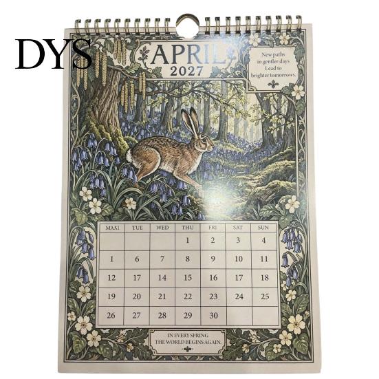 Stationery for To-do Lists A Year in Britain 2027 Wall Calendar, Vintage Storybook Style 12-Month Nature Theme Monthly Planning Classic British Rural