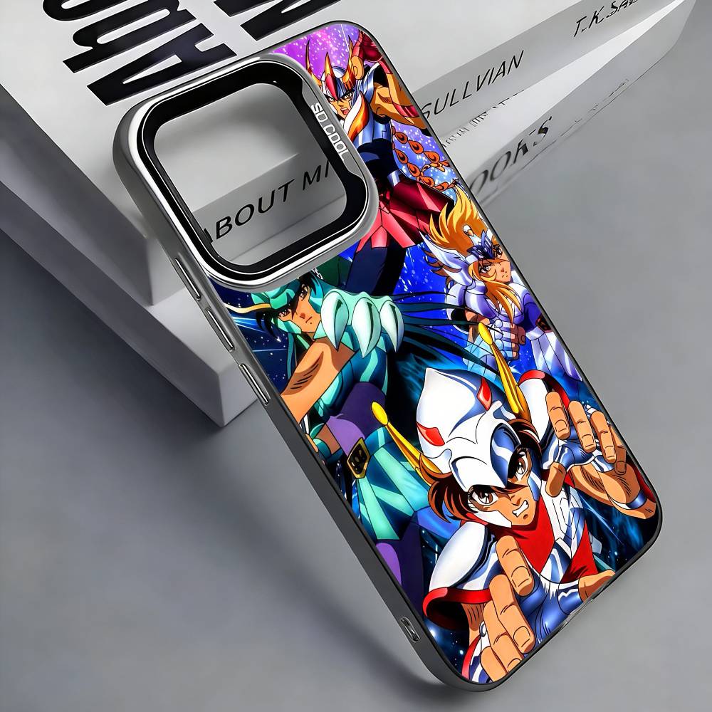 S-Saint S-Seiya Anime Colorful Silver Back Phone Case For IPhone 17 16 15 14 13 12 11 Plus Pro Max Plus