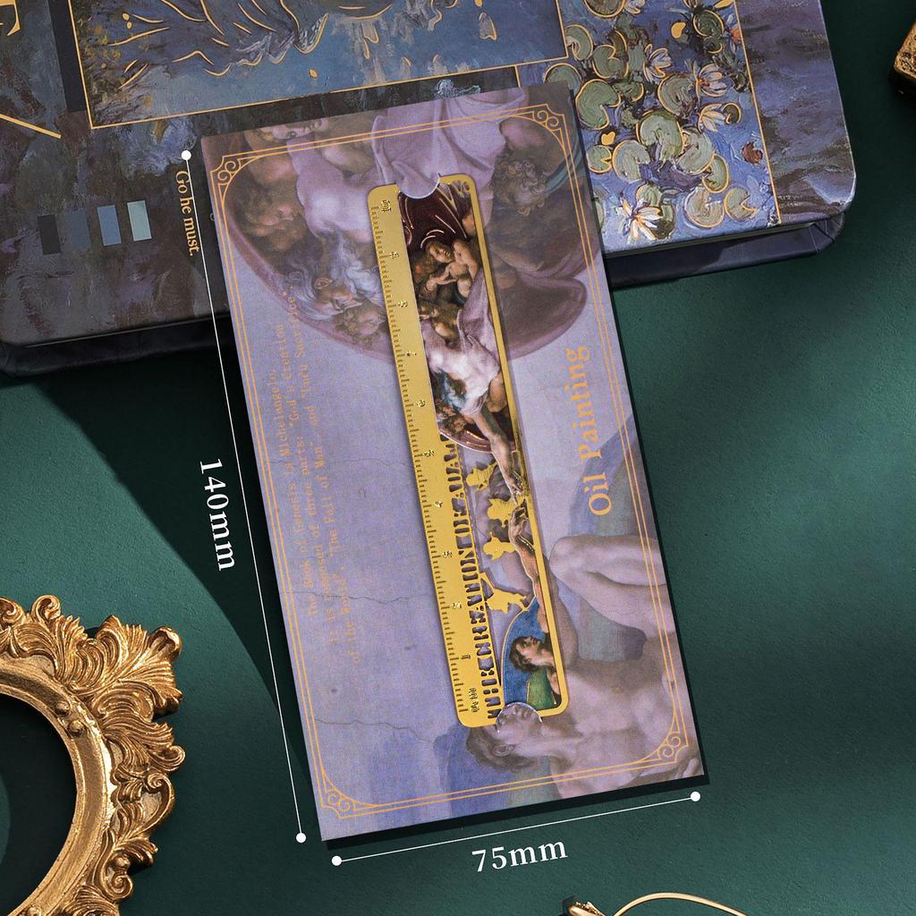 Set elegant de semne de carte metalice: Cutie cadou de Anul Nou pentru studenți, inspirată de pictura în ulei.