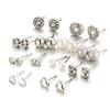 12 Pairs Women Round Crystal Love Shape Ear Stud Earrings Set