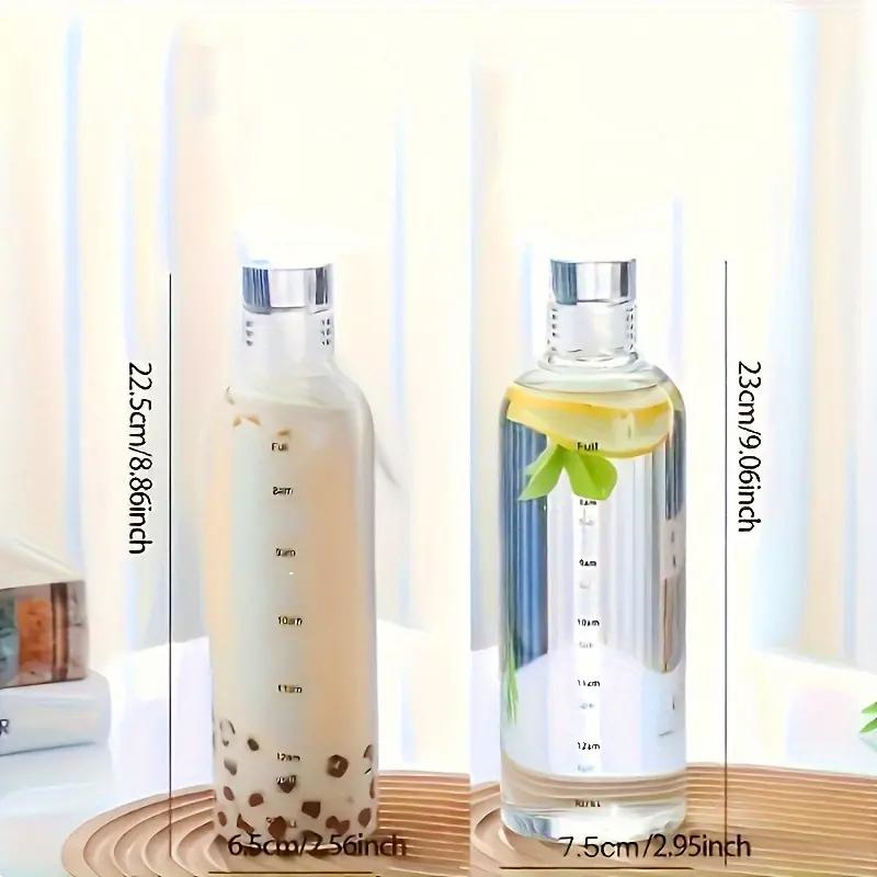 Plastic Water Bottle with Time Marking, Leak-Proof Anti-Drop, Includes Lid and Straw, Lightweight Design for Ice Coffee & Drinks