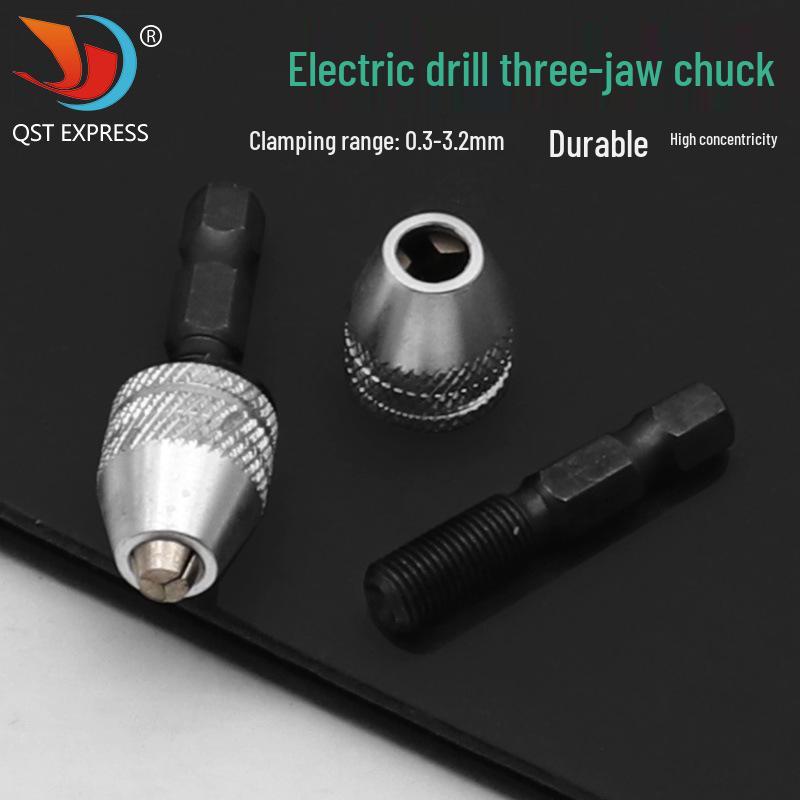 Three-Jaw Mini Drill Bit Collet Set with Adjustable Clamping and Extension Rod
