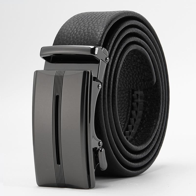 New Men's Head Leather Automatic Buckle Leather Belt Pure Real Cowhide Business Casual Belt