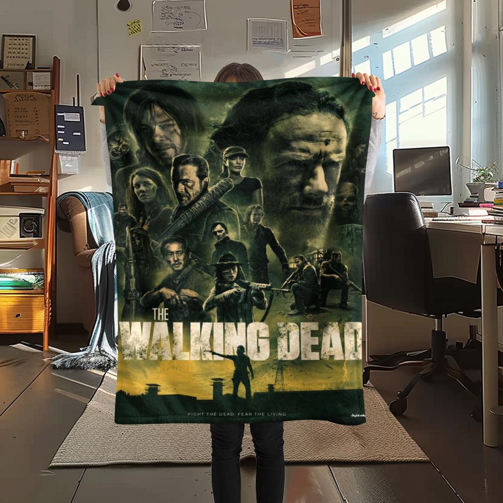 1Pc Walking Dead Print Flannel Blanket, High Quality Comfortable for All Seasons, Home Decor, Warmth and Comfort, Perfect for Gifts