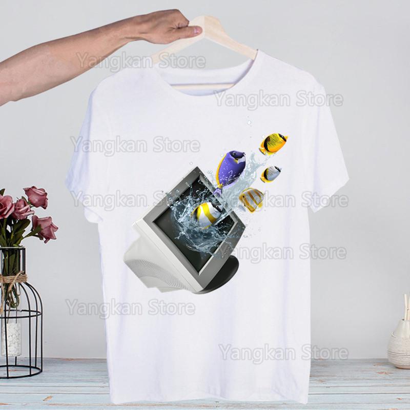 Frutiger Aero Harajuku T-skjorter Sommer Menn/Kvinner Hip Hop Morsom Trykk T-skjorte Streetwear T-skjorte Kortermet Tee Topp