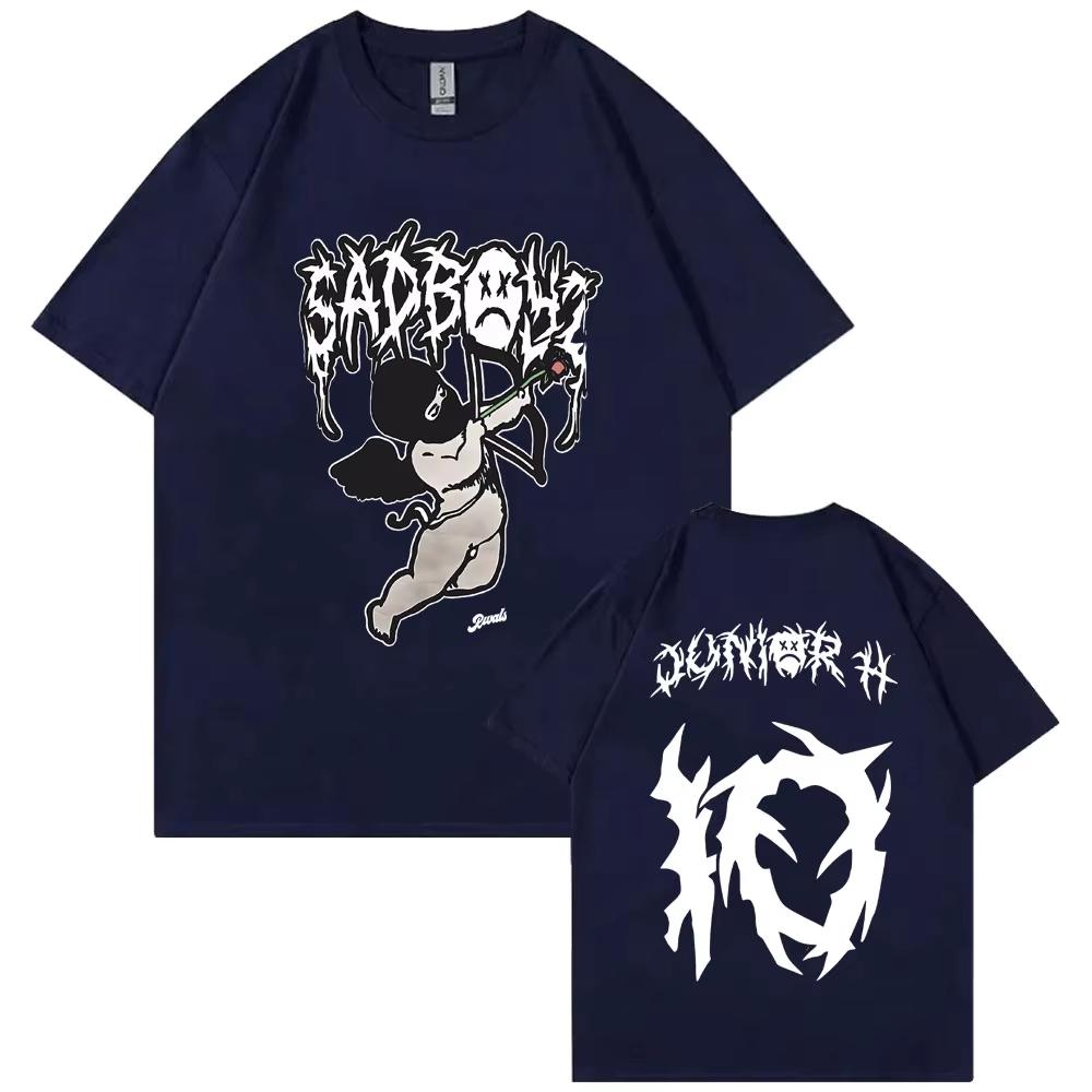 Singer Junior H Sad Boyz Graphic T-shirt Summer Men Women Hip Hop Oversized Harajuku Short Sleeve Men's Casual Pure Cotton Tees