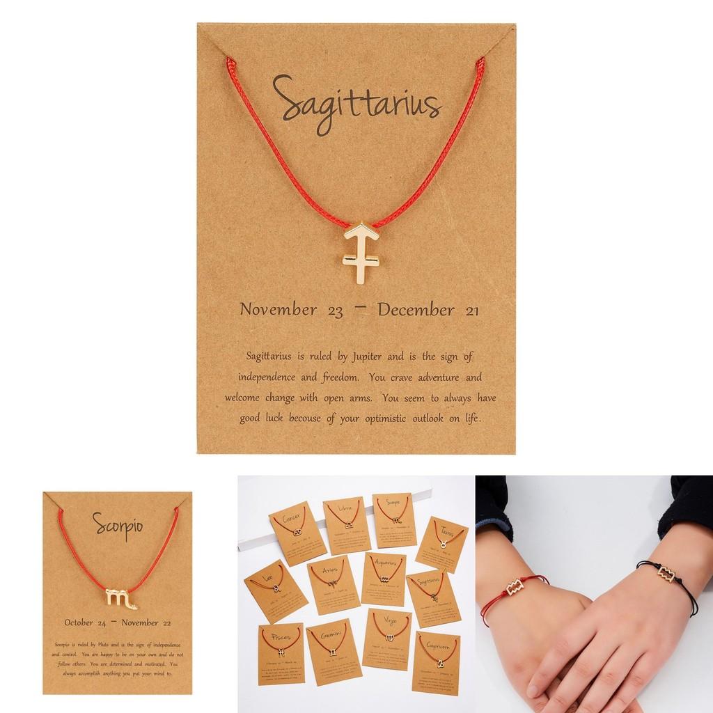 Elegant 12 Constellation Zodiac Sign Black Red Braided Rope Bracelet For Leo Virgo Jewelry