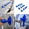 Blue Plastic Pulling Components for Vehicle Body Repair, 12 Elliptical Bases with Cylindrical Textured Posts and Supporting Ribs for Tasks