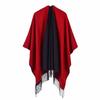 Street women's scarves are versatile in autumn and winter, air-conditioned rooms are warm and dual-purpose, monochrome fringed shawl cape