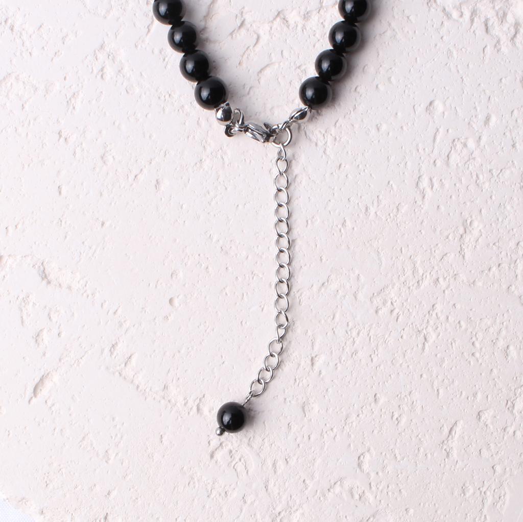 Bien Vetu 6Mm Onyx + 8Mm Single Cinnabar Necklace
