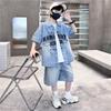 Children's Boys' Summer Denim Suit Summer Two-piece Set Thin Design Summer Short Design