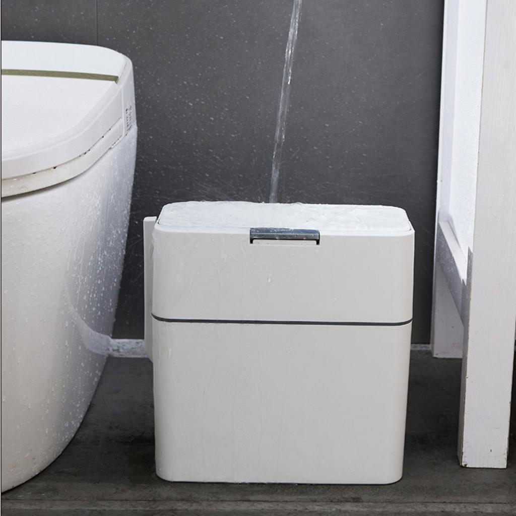 Bathroom Trash Bin with Toilet Brush Trash Can Automatic Packaging Garbage Bin with Press Top Lid for Kitchen Toilet