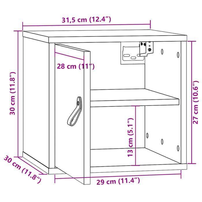 818359 vidaXL Wall Cabinet Grey 31.5x30x30 Cm Solid Pine Wood
