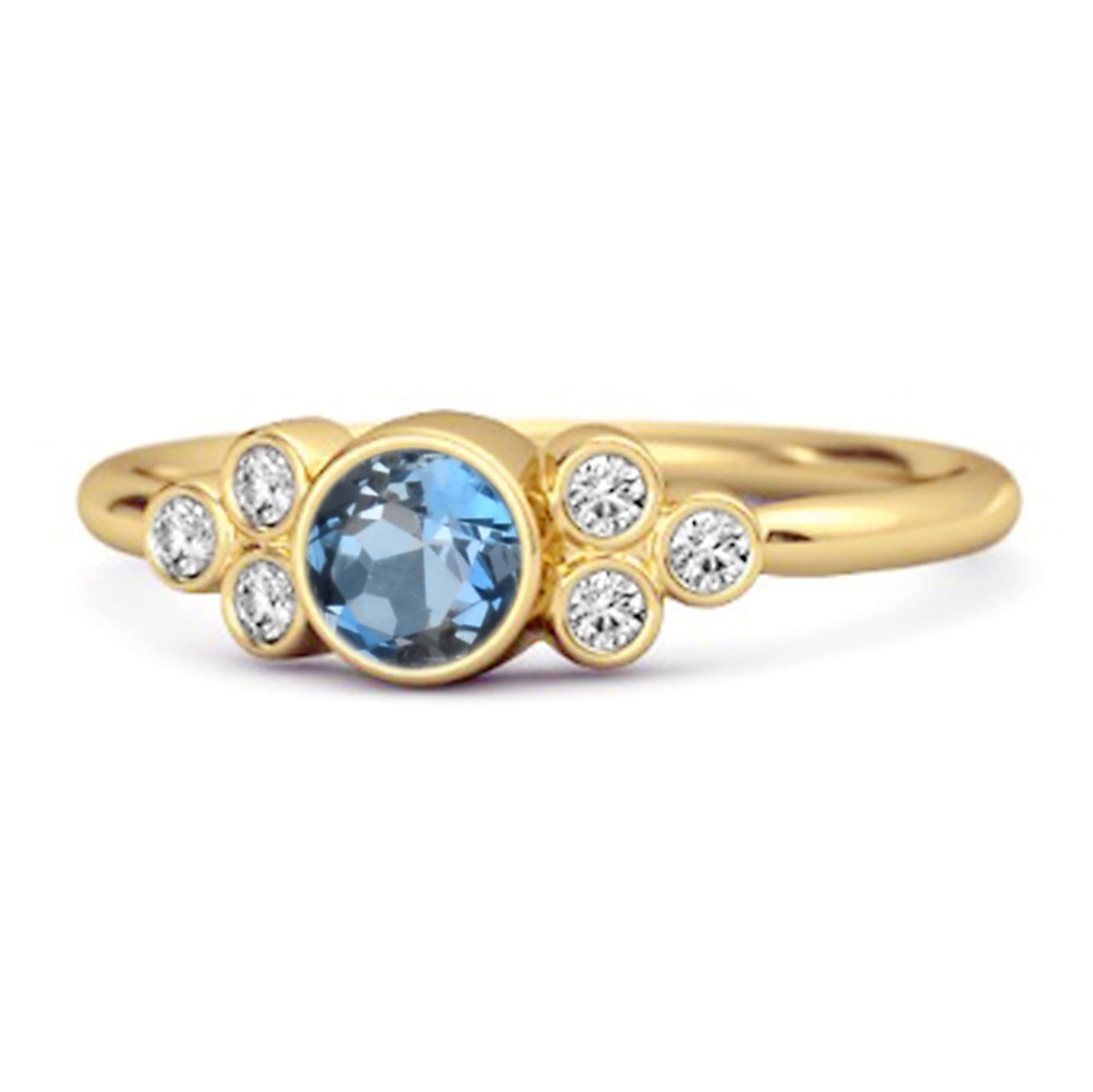 Bezel Set London Blue Topaz 925 Sterling Silver Gold Vermeil Boho Ring 6