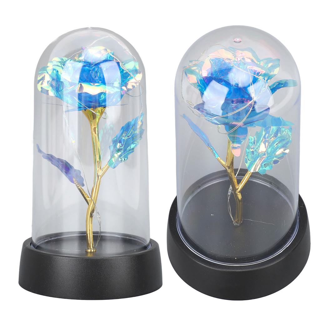 Blue Flower Night Light Romantic Ambient Bedside Sleeping Glass Flower Lamp for Bedroom Desktop