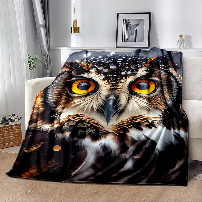 HD Colourful Cute Owl Cartoon Blanket,Soft Throw Blanket for Home Bedroom Bed Sofa Picnic Travel Office Rest Cover Blanket Kids