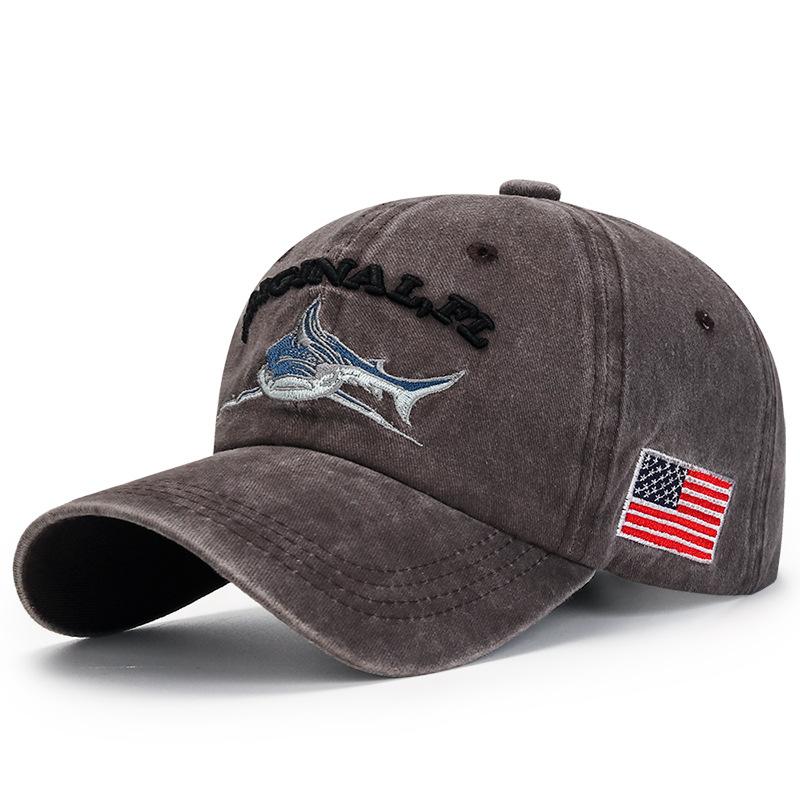Northwood Shark Pattern Washed Cotton Baseball Cap for Men Women Kpop Dad Hat Trucker Cap