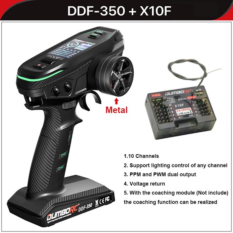 DUMBORC DDF-350 10CH 2.4G Transmitter RC Remote Controller Radio with HD Screen X10F/ X10FG Receiver Voltage Return for Car Tank