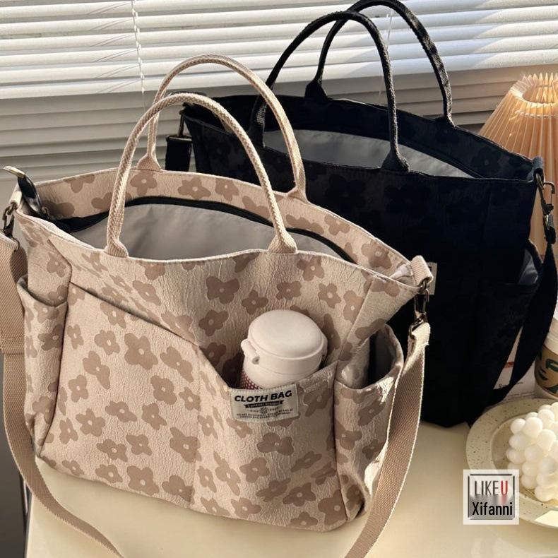 Original Handmade Thickened Artistic Canvas Tote Bag - Versatile Crossbody/Shoulder Carry for Students