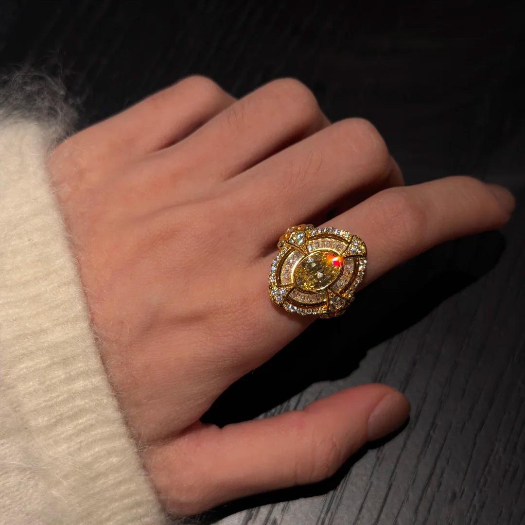 2026 Medieval Guardian Knight Ring Style Surround Track Pigeon Egg Oval Gold Ring Resizable
