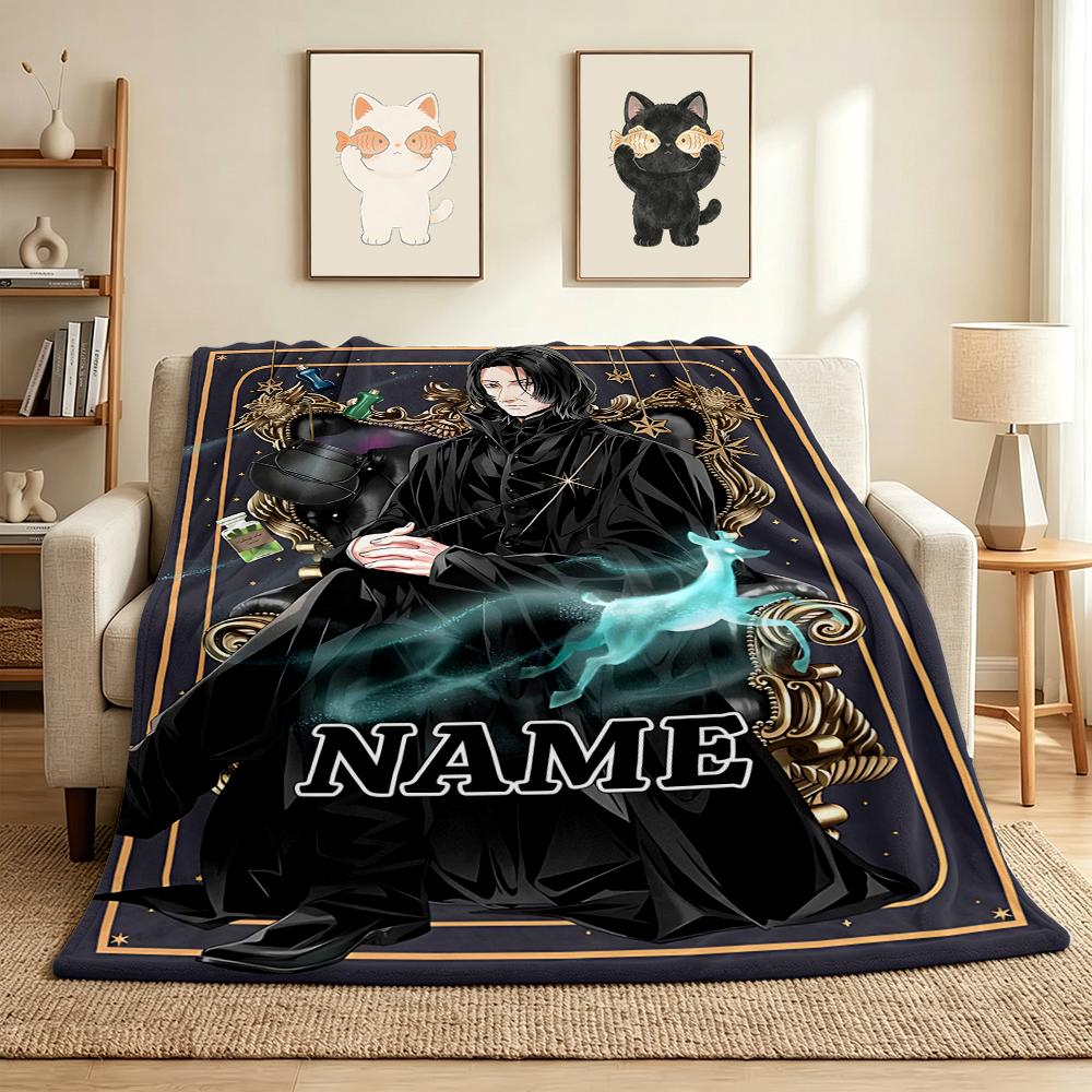 Custom Name Floral Fantasy Flannel Blanket Throw Blanket Soft Warm Sofa Bed Home Decor Unique Gift