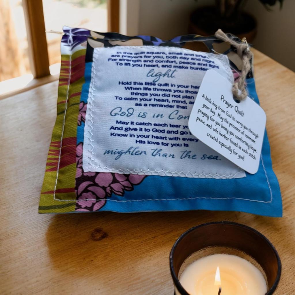 1PC Prayer Quilt with Cross ide, 4x4 Inches Mini Pocket Size, pirational Religious Gift