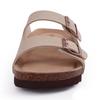 Fashion Smile Men Cork Footbed Slide Sandals Outdoor Soft Beach Sandals Summer Vacation Nonslip Sandals With Double Buckle Men Slippers