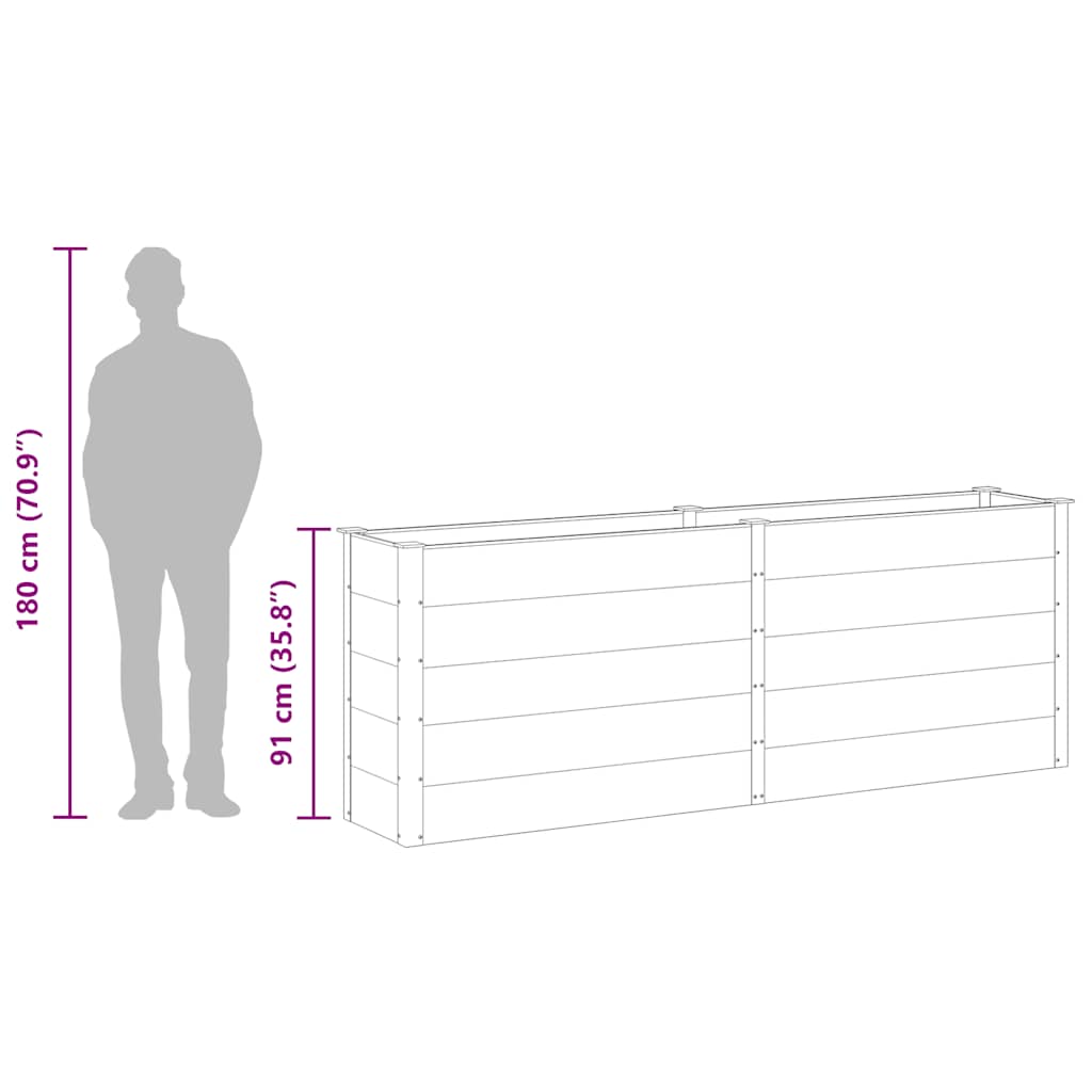 Garden Raised Bed 250 x 50 x 91 cm WPC Gray