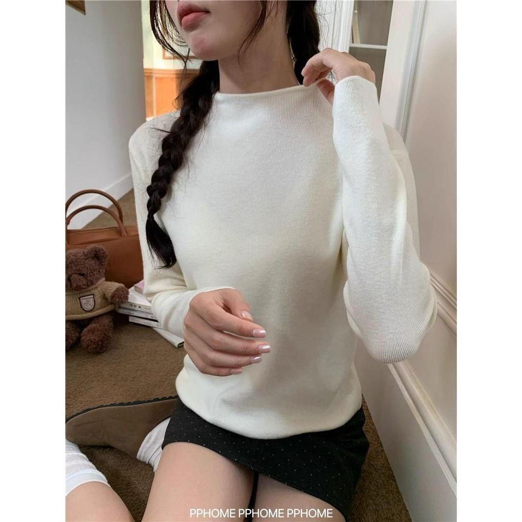 Women's Half-High Collar Knitted Sweater for Early Spring, Autumn, and Winter - 2024 Student Base Layer and Outerwear.