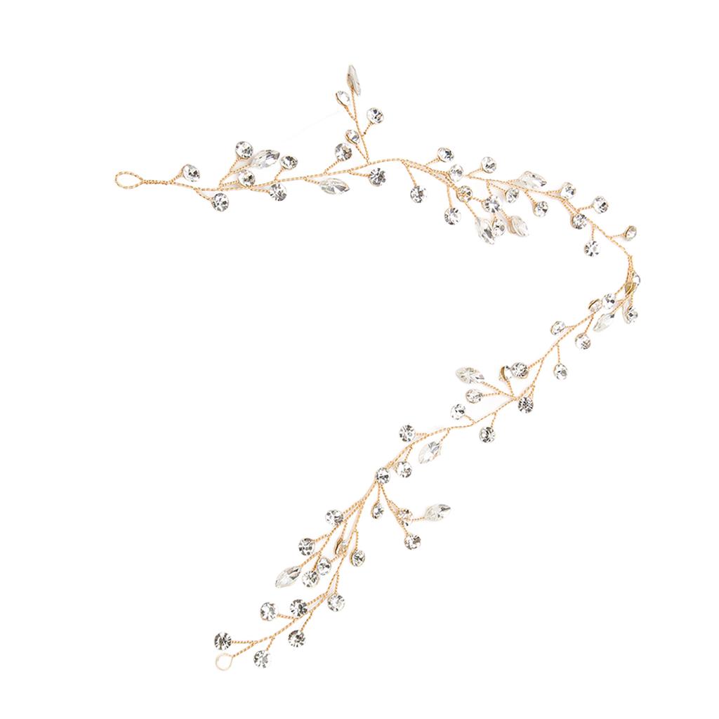 Bride Wedding Rhinestone Hair Vine Classic Simple Bridal Hair Piece Hair Accessories for Women and Girls Gold