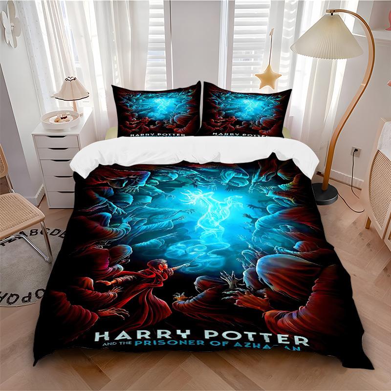 

3pcs Harry Potter Bedding Set, Soft Polyester Duvet Cover and Pillowcases Machine Washable Seasons all suitable 09 135x200cm
