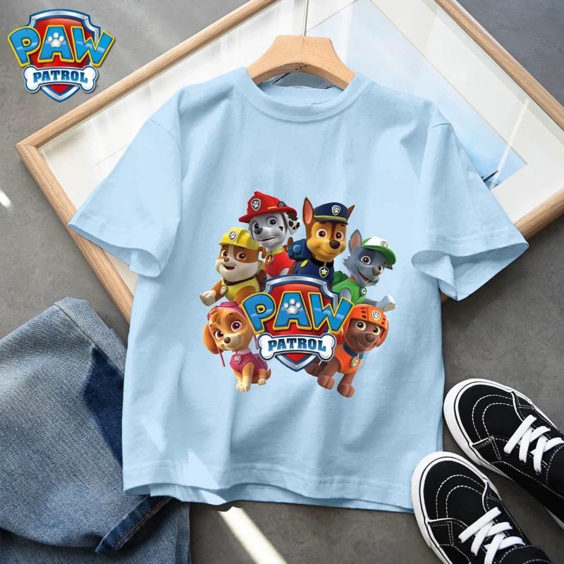 Paw Patrol Cute Kids T-Shirt Anime Game Cartoon Boys and Girls Street Casual Short Sleeve Top 100