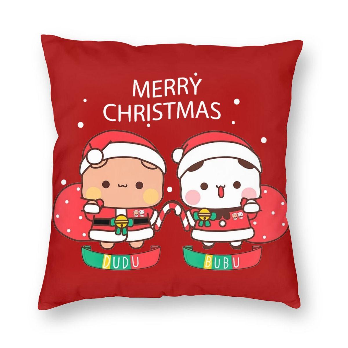 Bubu Dudu Xmas С Рождеством Наволочка Мягкая Ткань Чехол для Подушки Декоративный Чехол для Подушки Домашний Квадратный 45X45см 12x12Inch