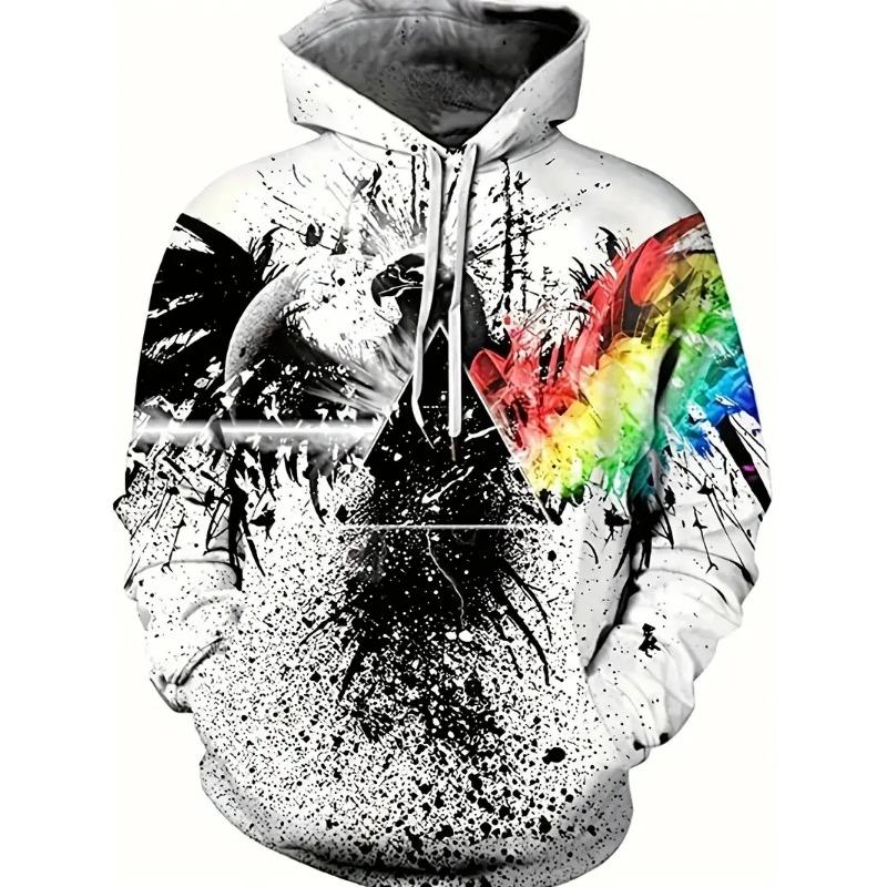 

Мужская толстовка с капюшоном с 3D-цветными блоками и принтом орла в стиле граффити, повседневный пуловер, удобная толстовка, модный топ с капюшоном на весну