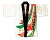 Japanese Seasonal Calendar Happi Silk Print Hanten Set with White Noshi and Hachimaki B9671 Size 4 [Festival/Children's Coat] Children's (Seal) Belt,