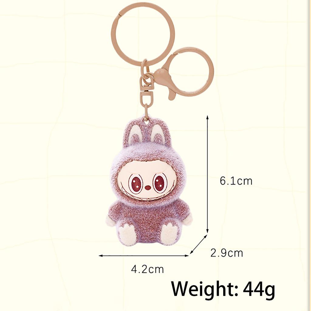 Sitzende Labubu Puppe Schlüsselanhänger Flauschig PVC Spielzeug Taschenanhänger Auto Schlüsselanhänger Geschenke