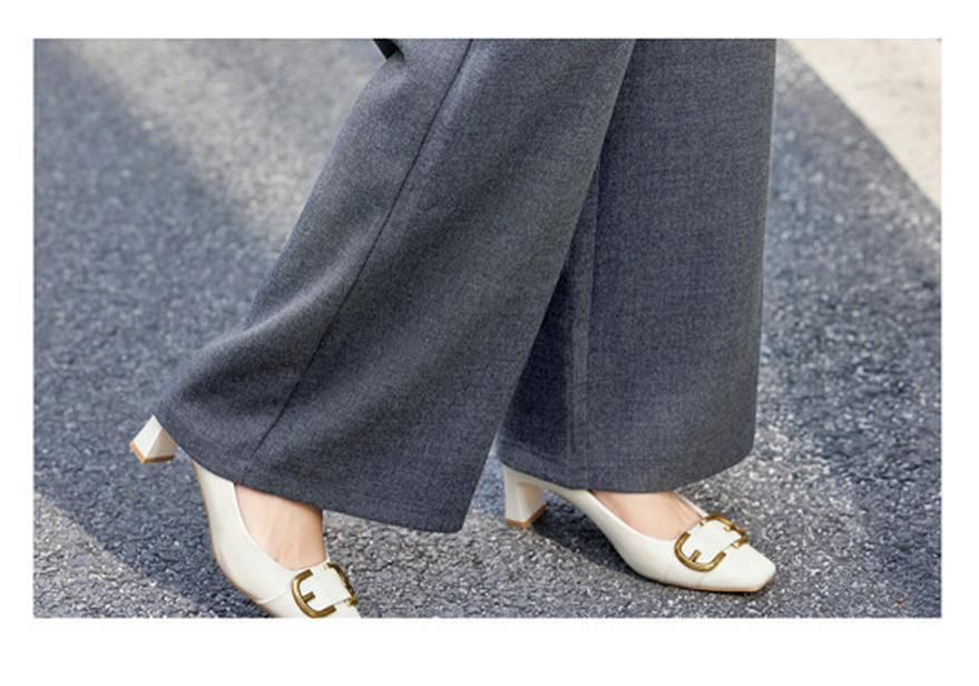Stylish Spring/Autumn Two-Piece Set: Long-Sleeve Top & Wide-Leg Pants for Middle-Aged Women