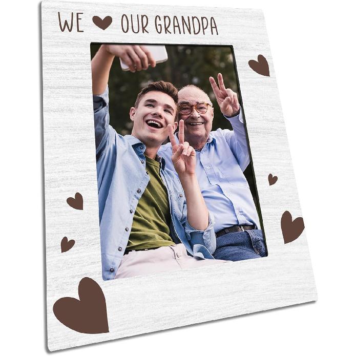 Wooden Frame For 4  X 6  Photo - We Love Our Grandpa - Rustic Wooden Picture Frame For Desktop, Shelf, Counter Display, Grandparents Gifts, Home We Love Our Grandpa