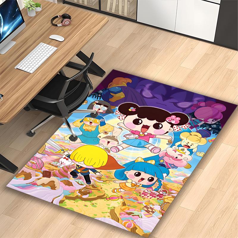 1pc Color Cartoon Girl Rug, Digital Printed Home Chair Sofa Mat, Durable Office Area Carpet, Beautiful Festival Decorations
