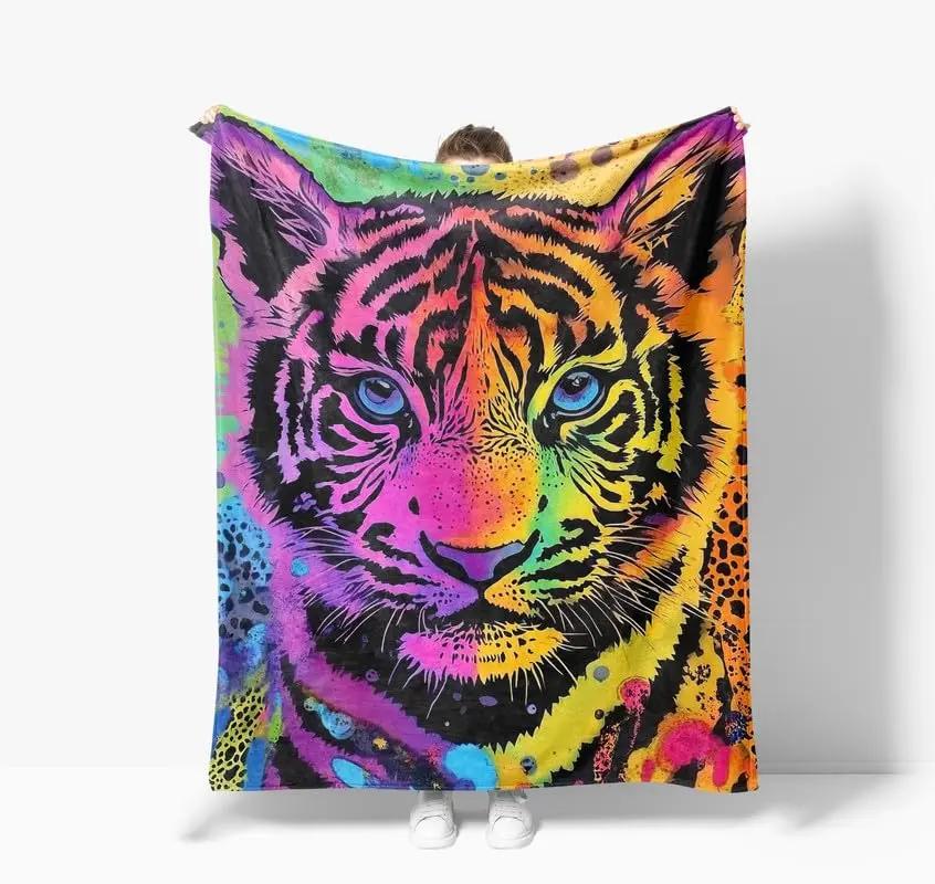 Tiger Blanket Super Soft Warm Bedding Animal Print Throw Blankets Sofa Couch Bedroom Decor Flannel Plush Blanket for All Season
