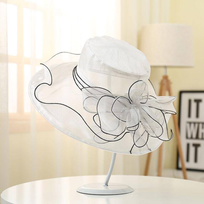 New summer face covering sun protection beach hat female Korean version flower organza sun hat big brim sun hat